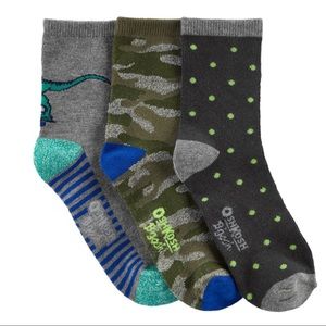 OshKosh Boys Dinosaur Camo Stripe Crew Socks